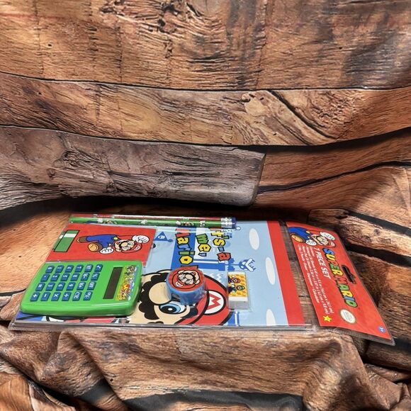 Nintendo Super Mario School Supply 7 Piece Stationery Set Calculator Pencils Pad - Picture 5 of 6